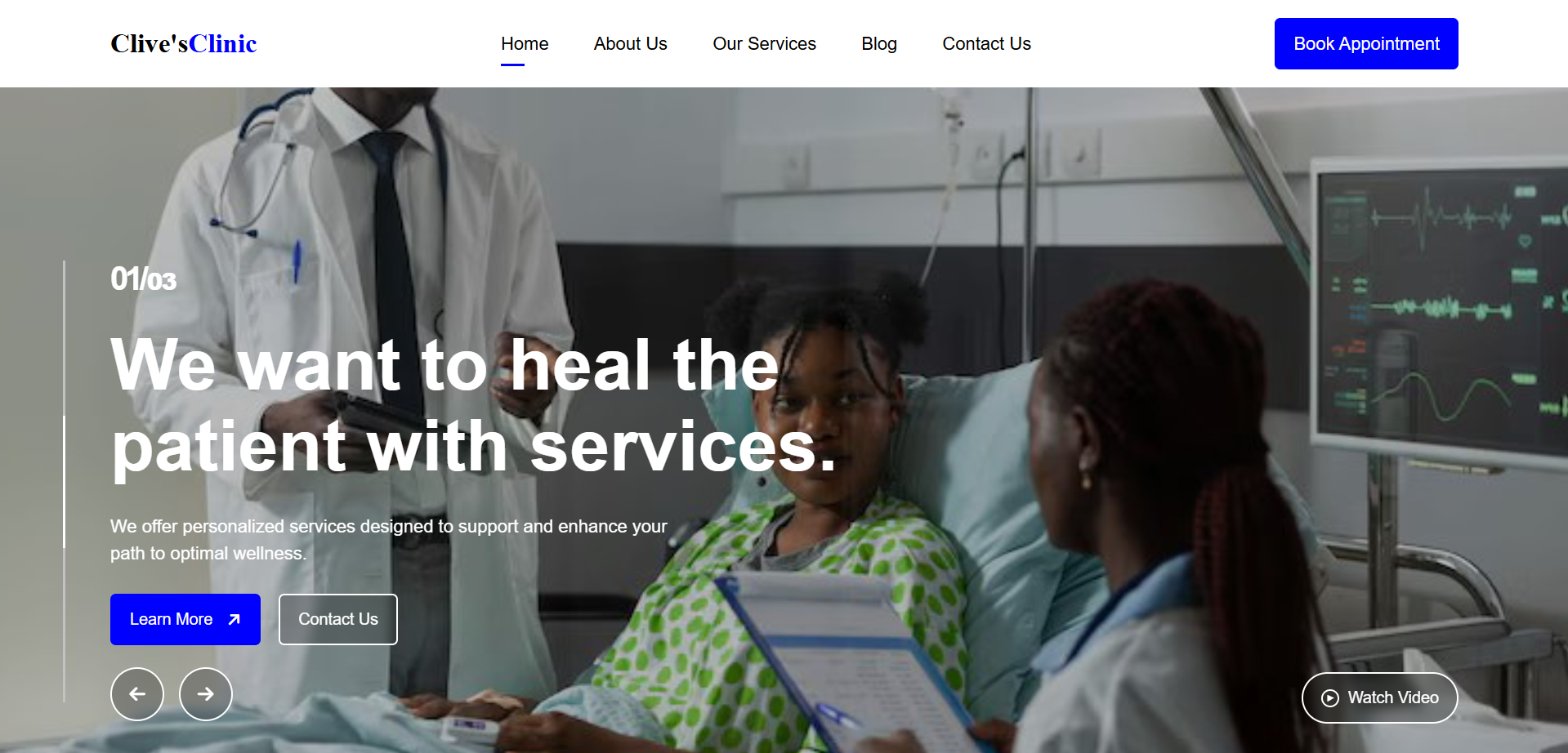 clinic or hospital website template image